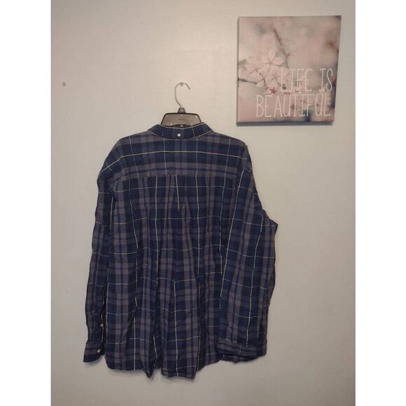 The Foundry Supply Co Men 3XLT Button Long Sleeve Shirt Blue Checkered Plaid - Picture 3 of 3